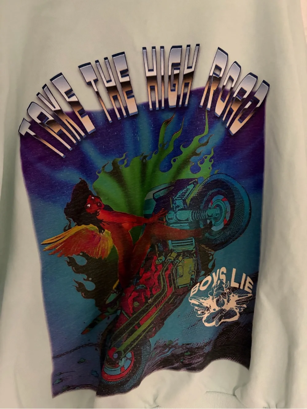 Boys Lie Mint Hoodie with Multicolor Back Graphic